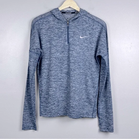 Nike Running Women's Dri-Fit Element 1/4 Zip Heathered Blue Hoodie Size S - Picture 1 of 16